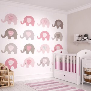 Pink Elephant Wallpaper Mural Baby Pink Elephants Nursery Etsy