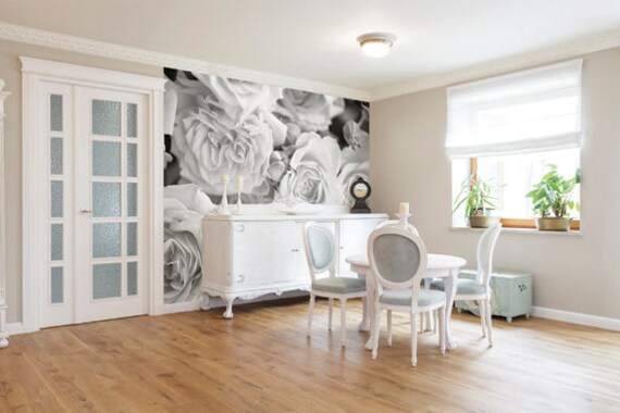 Gray Rose Petals Photo Wallpaper Wall Mural For Bedroom Wall Decor Living Room Decor Office Or Dining Room Walls