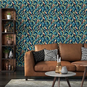 SAMPLE Tropical Parrot Wallpaper Jungle Palm Leaves & - Etsy