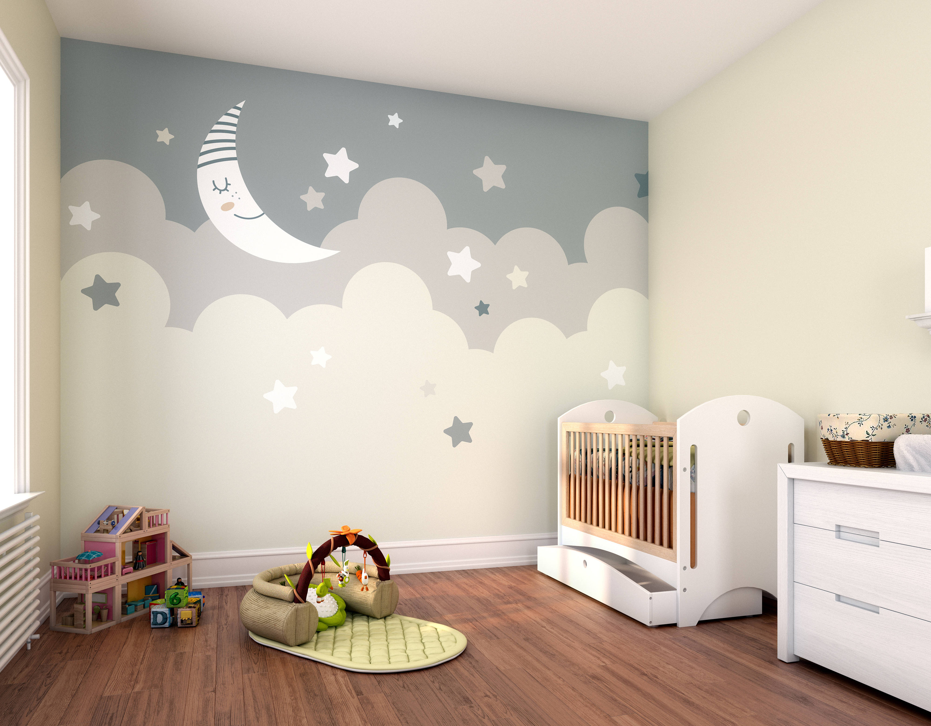 Bormia Mural de pared de cielo estrellado morado para dormitorio de niña y  cumpleaños de bebé, decoración de pared (no es autoadhesivo)