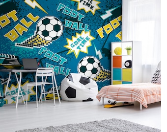Graphic Pixel Footballs Wall Mural