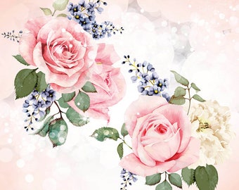 Roses And Sparkles Wall Mural,  Bedroom Decor, Dining Room Wall Decor