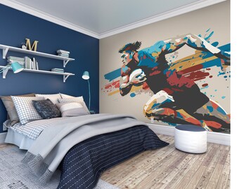 Rugby Player Graphic Wall Mural
