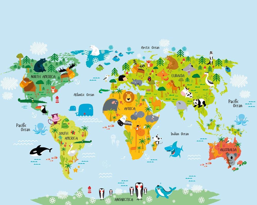 Children S World Map Wallpaper Mural Educational World