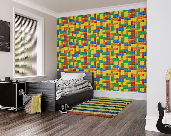 Lego Bricks Photo Wallpaper, Kids Bedroom Decor, Boy's Bedroom