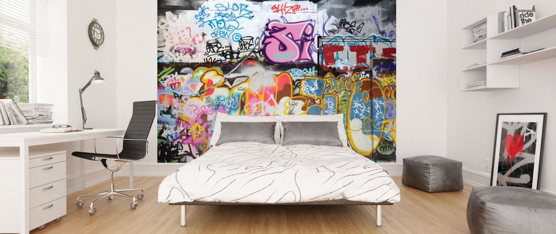 Urban Graffiti Street Wall Art Wallpaper Mural Wallpaper for - Etsy UK