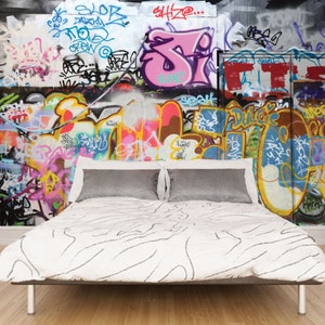 Urban Graffiti Street Wall Art Wallpaper Mural, Wallpaper for Boys or