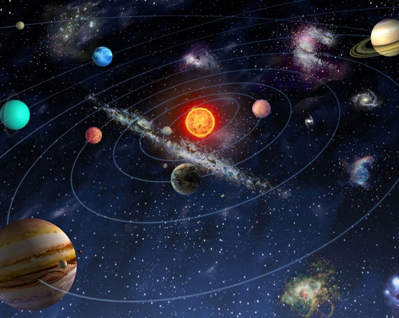 Space Galaxy Stars Planets Wallpaper Mural – Black Blue, UK Made, Wall Sticket Studio