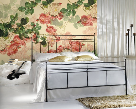 Vintage Botanical Wallpaper Mural Botanical Fleur Designer Bedroom Decor Botanic Flower Vintage Wall Art Backdrop Bedroom Art Ideas