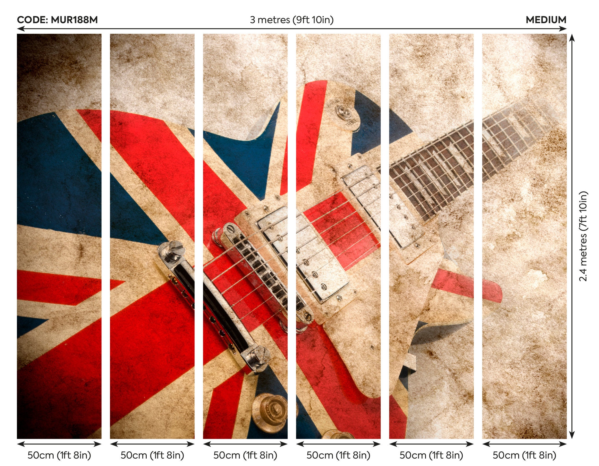 Union Jack Guitar Wallpaper Mural British Flag Music Room - Etsy UK