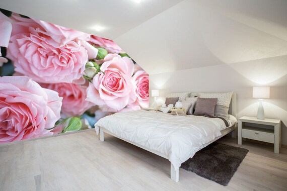 Pink Roses Photo Wallpaper Wall Mural Bedroom Decor Living Room Decor Office Or Dining Room In Full Bloom Floral Large Wall Mural Uk