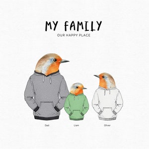 Robin Family Portrait DIGITAL DOWNLOAD Print, Bird Lover Ideas ...