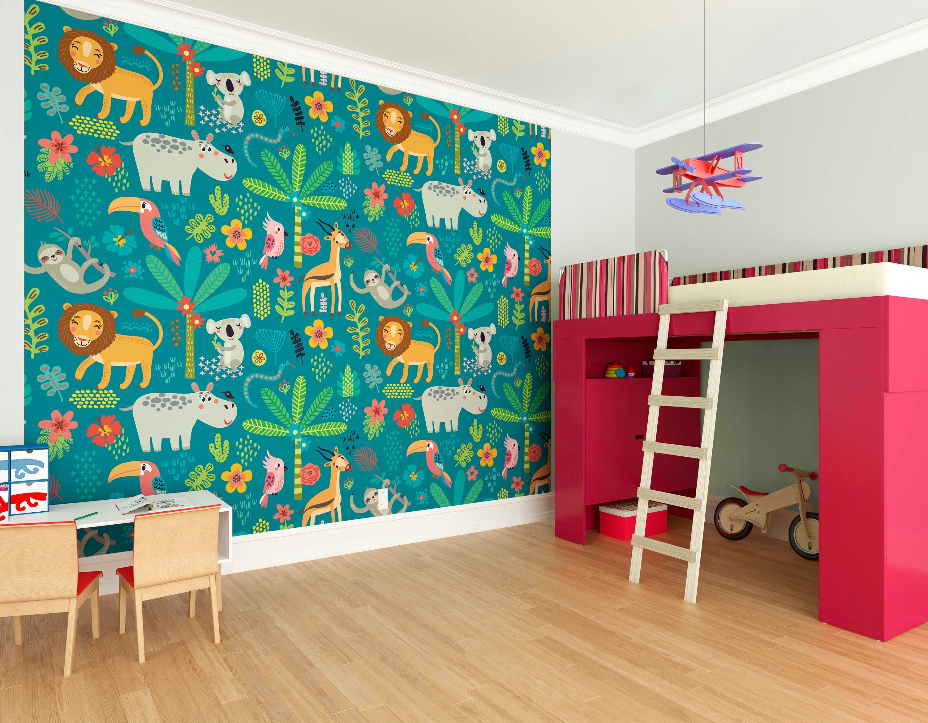 Buy Jungle Safari Wallpaper for Children With Animals Cartoon Online in India - Etsy Buy Jungle Safari Wallpaper for Children With Animals Cartoon Online in India - Etsy