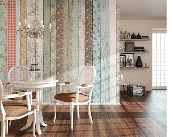 Alice in Wonderland Picnic Blanket Wallpaper Mural, Floral Inspired Wood Effect Feature Wall, Cute Pretty Children's Nursery decoration