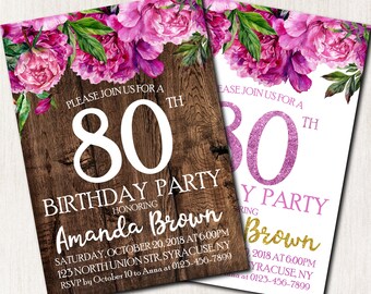 eightieth invitation etsy