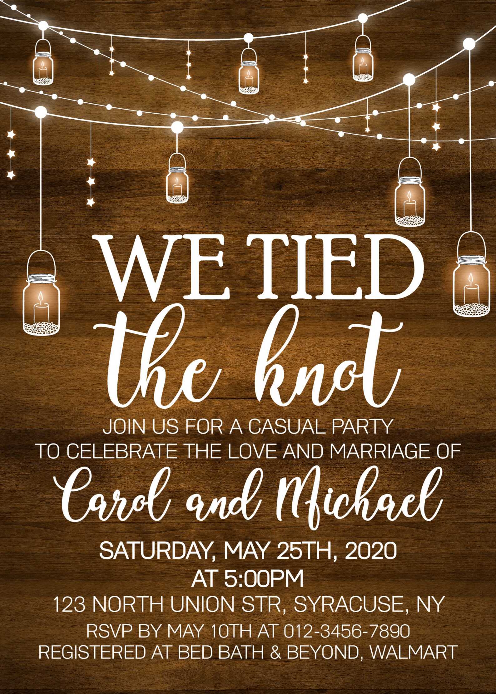 We tied the knot Wedding Invitation Casual Party Invitation Etsy
