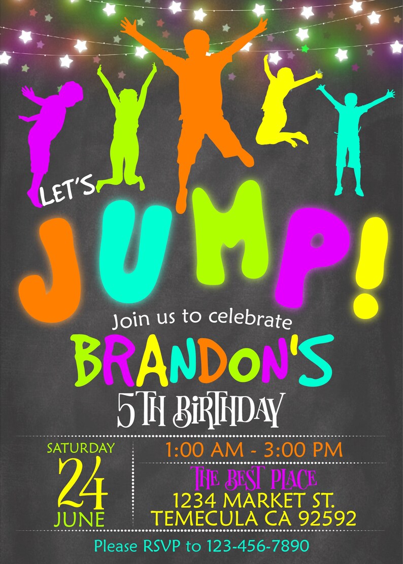 Jump Invitation Trampoline party invitation Bounce House Etsy