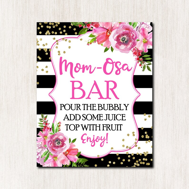Momosa Bar Sign Mom-osa Mimosa Bar Printable Sign Baby | Etsy
