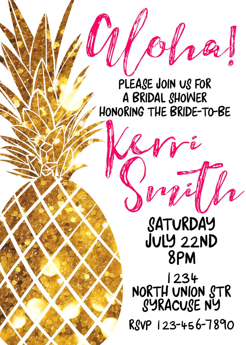 Pineapple Bridal Shower Invitation Tropical Aloha Bridal | Etsy