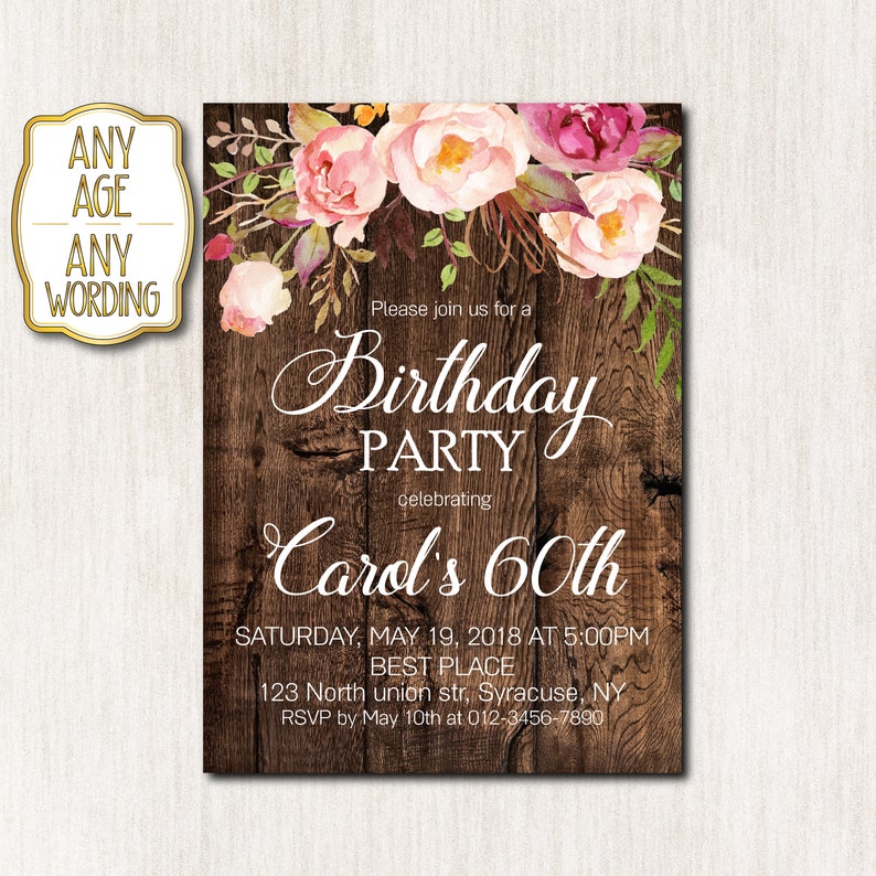 Woman 60th Birthday Invitation Woman Birthday Party | Etsy