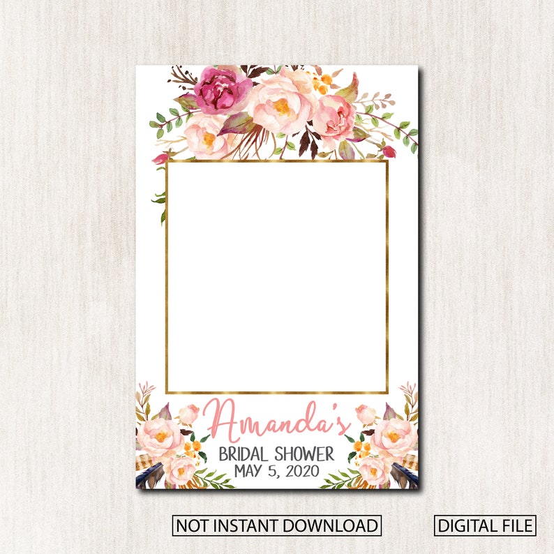 Bridal Shower Photo Booth Frame Floral Bridal Shower Photo Etsy
