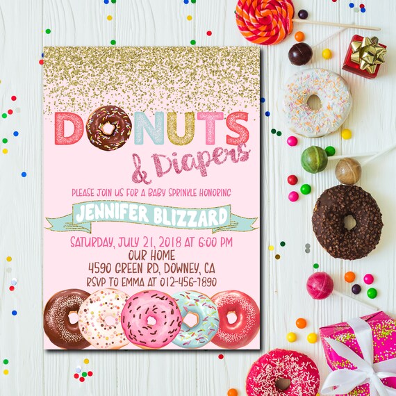 donut baby sprinkle invitations