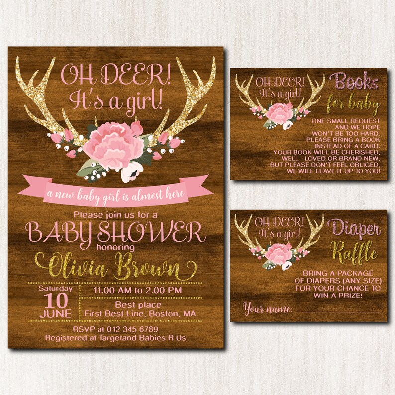 Oh deer baby shower invitations Little Deer Baby Sprinke Etsy