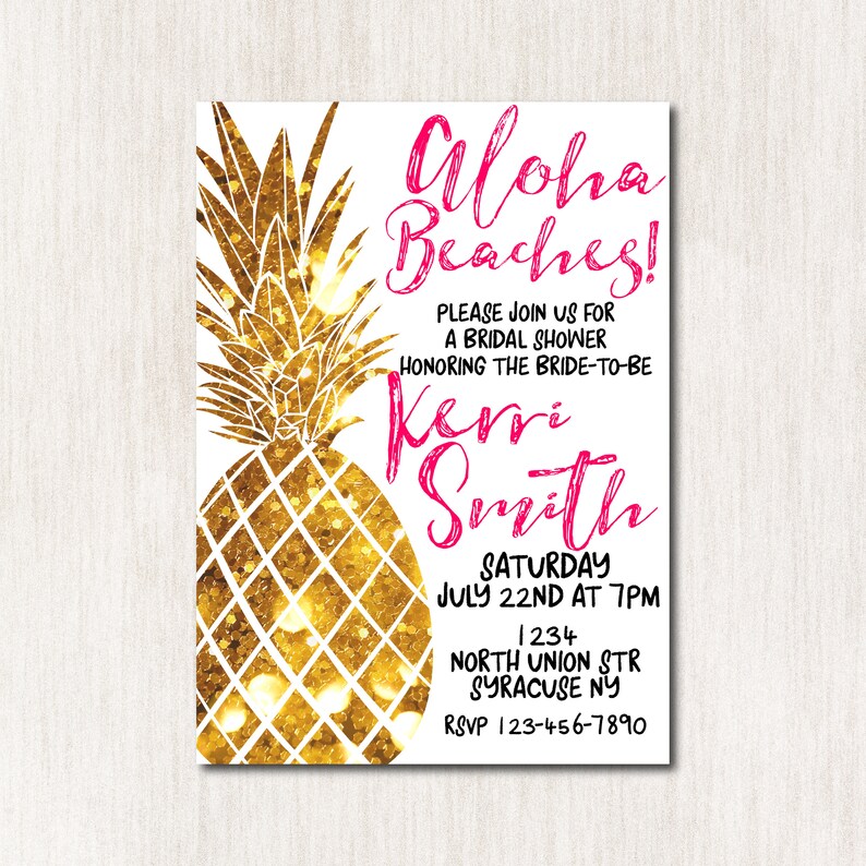 Aloha Beaches Bridal Shower invitation Hawaiian Invitation Etsy