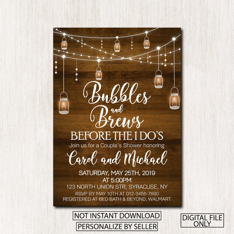 Bubbles and Brews Before the I Do's invitation Engagement Etsy