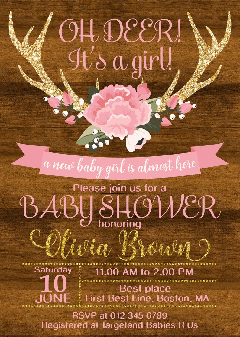 Oh deer baby shower invitations Little Deer Baby Sprinke Etsy