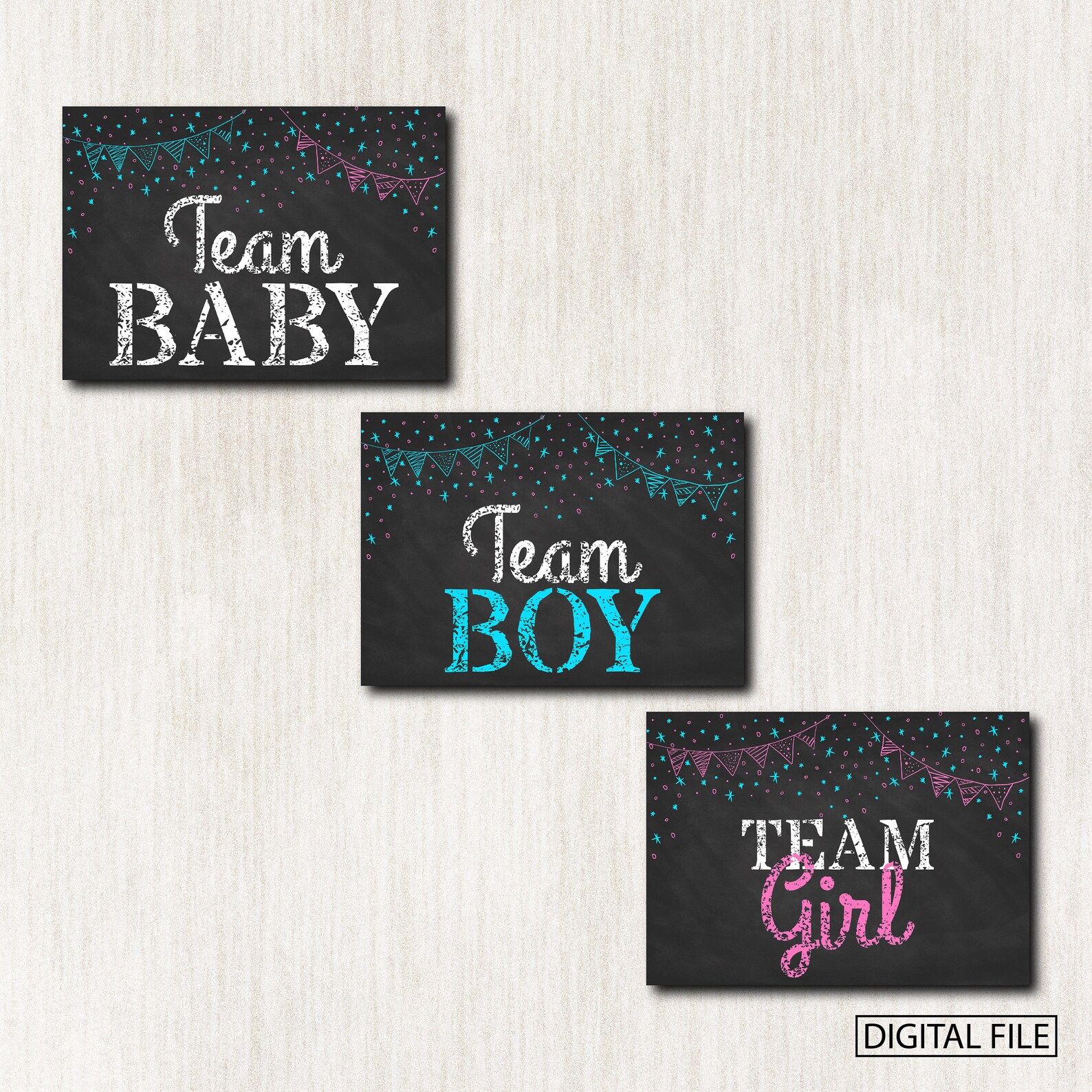 Gender Reveal Chalkboard Package He or she poster Cast Your Etsy