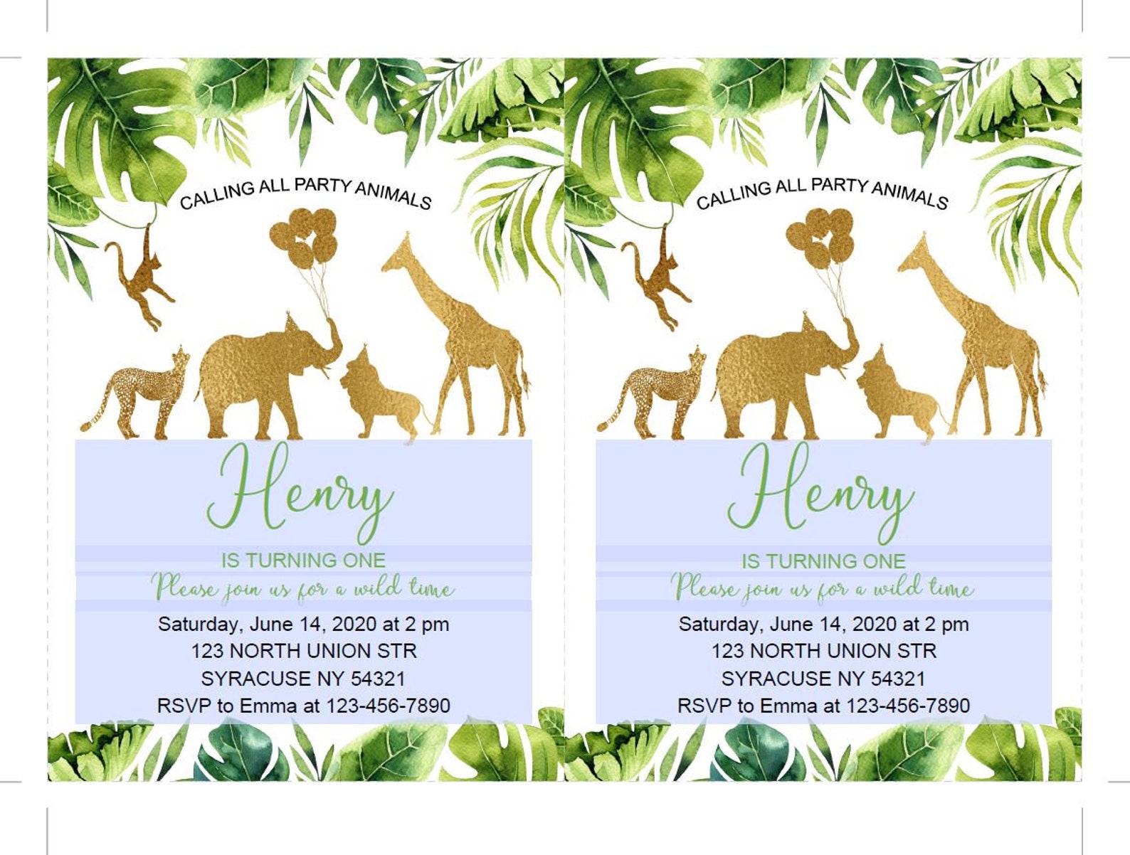 Editable Jungle Birthday Invitation PDF Safari Birthday | Etsy