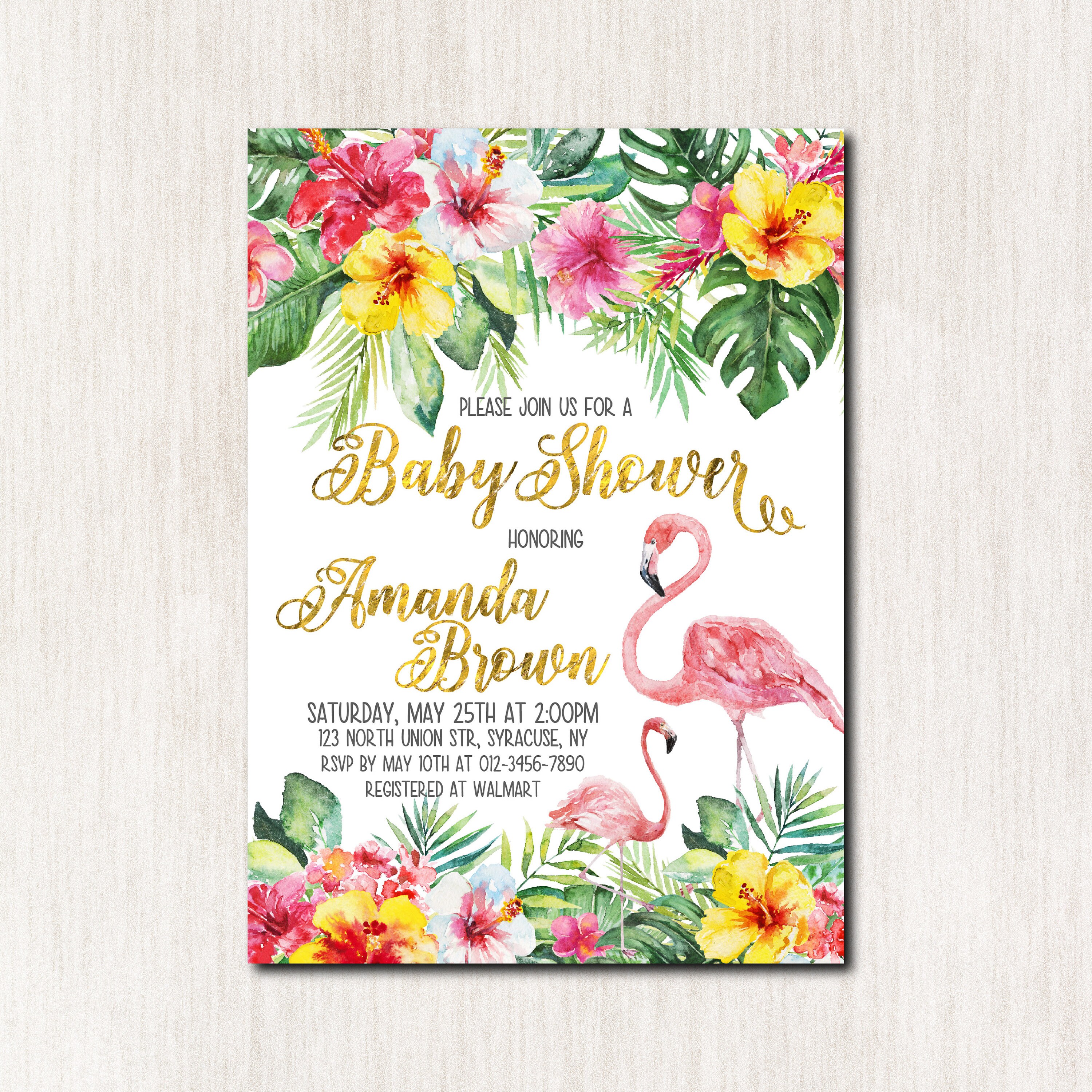 Invitations & Announcements Invitations Flamingo Baby Shower Invitation