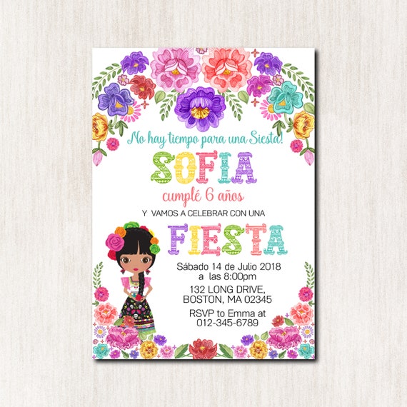 mexican girl birthday party invitation fiesta 6th birthday invitation fiesta birthday party invitation any age digital file only 1873 6th birthday party invitation
