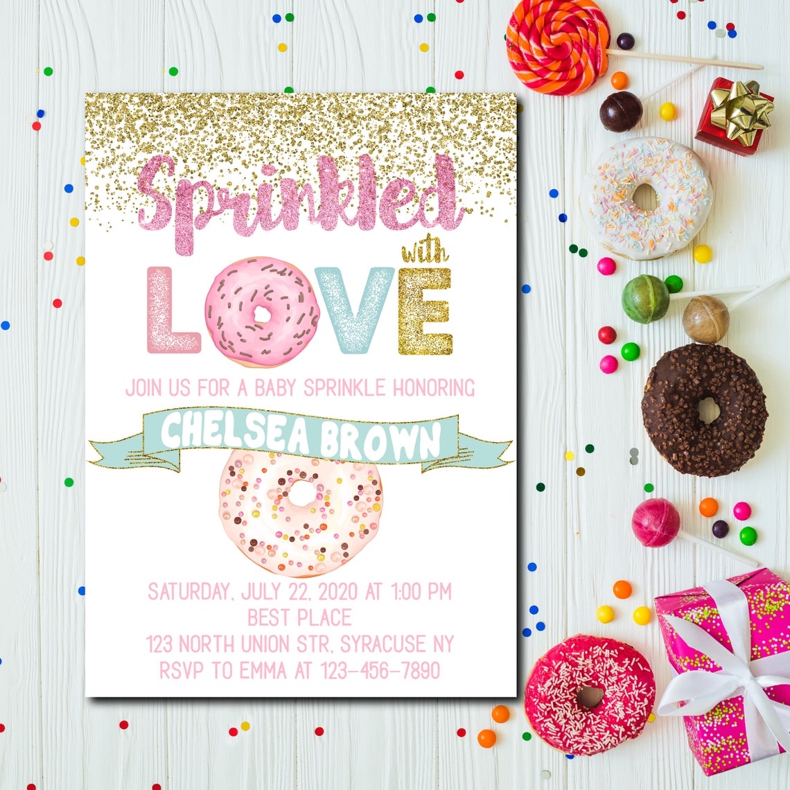 Sprinkled With Love Donut Baby Sprinkle Invitation Donut Baby Etsy