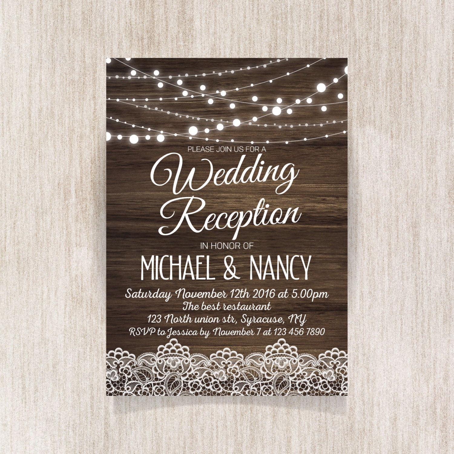 Rustic Wedding Reception Invitation. Wedding Reception | Etsy