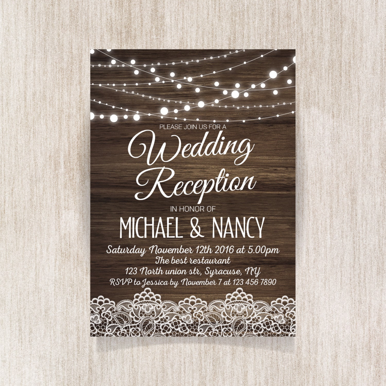 wedding invitations for reception only Reception only rustic daisy ...