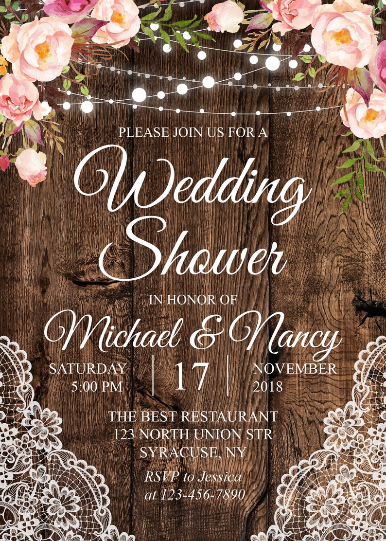 Rustic Wedding Shower Invitation Bridal Shower Couples | Etsy