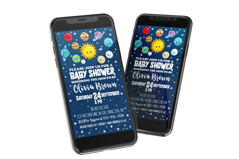 Electronic Space Baby Shower Invitation Outer Space Etsy