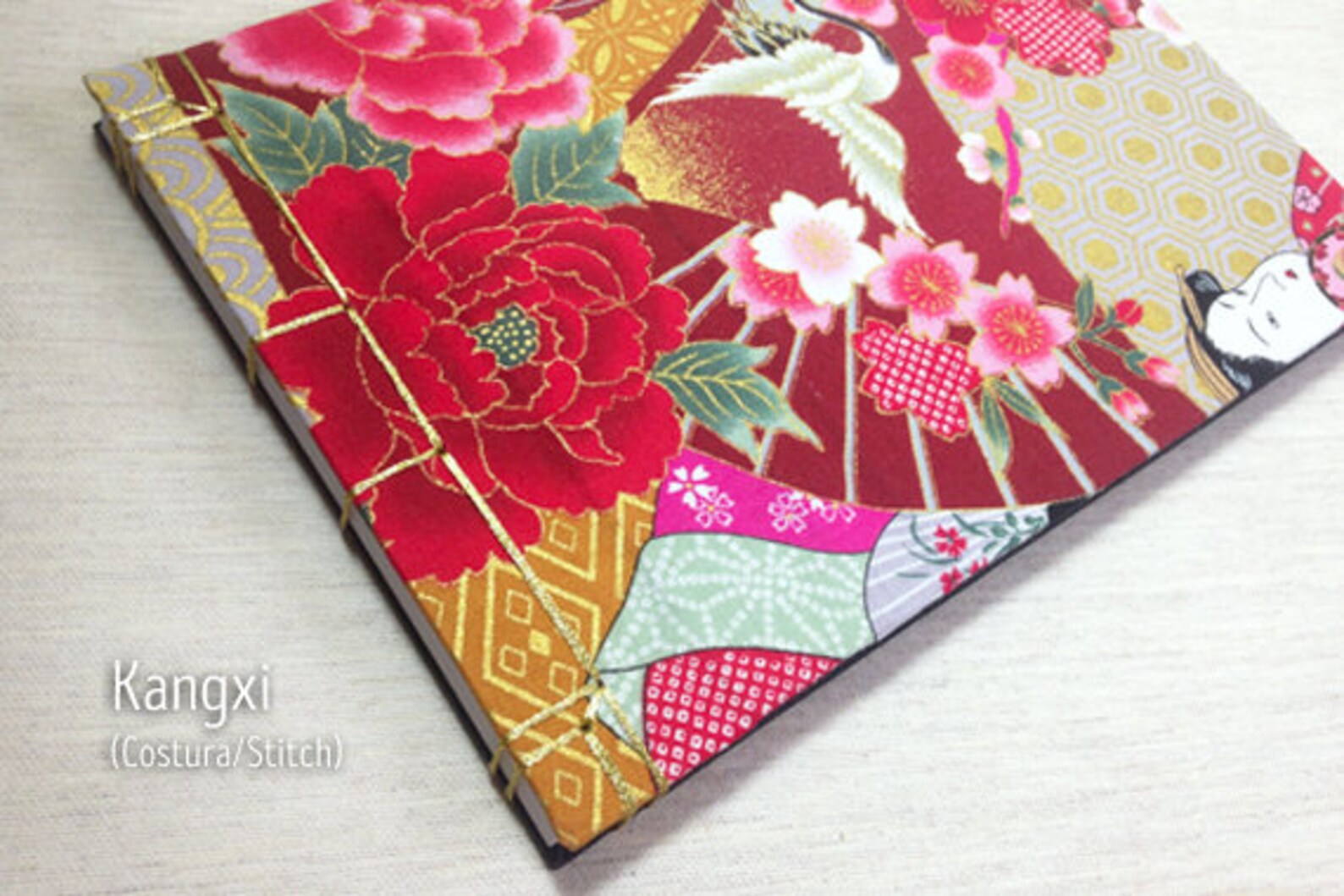 Japanese Notebook Handmade Journal Size A5 Fabric Geishas Fans Etsy