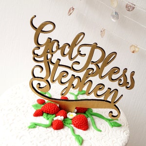 Doopcaketopper, gepersonaliseerde dooptaarttopper, God zegene taarttopper, aangepaste dooptaarttopper, doopdecor, zegentopper
