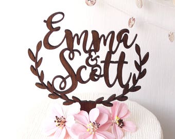 Wedding cake topper, personalized rustic cake topper, wooden cake topper, cake topper, custom cake topper, your choice of wood