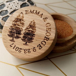 Wedding ring box, personalized ring bearer box, wooden ring box, rustic wedding ring box, custom engraved wedding ring holder, oak wood box
