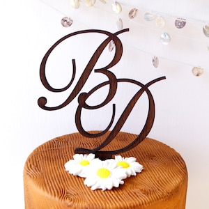 Wedding cake topper, rustic wooden cake topper, personalized cake topper, initials cake topper, custom made cake decoration, letters topper