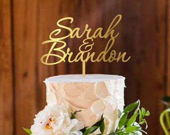 Personalized cake topper, custom names cake topper, wedding cake topper, rustic wooden cake topper