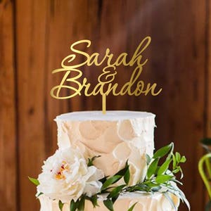 Personalized cake topper, custom names cake topper, wedding cake topper, rustic wooden cake topper