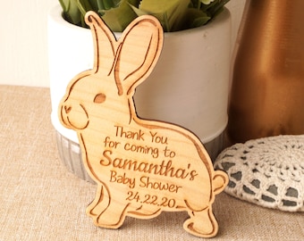 Baby Shower Favors, Baby Shower Magnets, Bunny Rabbit Magnets, Personalized Wooden Magnets, Set of 10 pc