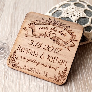Save the date magnets, wedding save the dates, wooden save the date magnets, engraved wedding magnets, rustic save the dates, set of 25