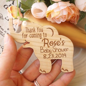 Baby Shower Magnet, Baby Shower Bomboniere, Baby Elephant Magnets, Personalizzato Baby Shower Magneti in legno, Baby Shower Regali di ringraziamento 10 pc