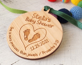 Babyshowerversieringen - houten babyshowerbedankjes - gepersonaliseerde ornamenten voor babyshower - feestartikelen - set van 10 stuks